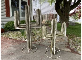 Two Metallic Decorative Cacti