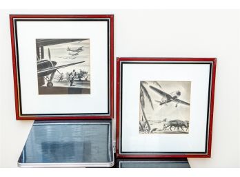 Two Framed Airplane Prints From WWII