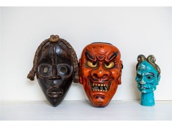 Three Colorful Tribal Masks