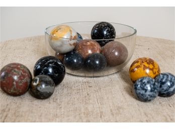 Heavy Marble Balls In Glass Bowl