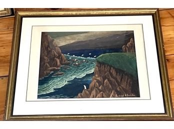 Signed Rudolph Voelker Framed Watercolor Painting