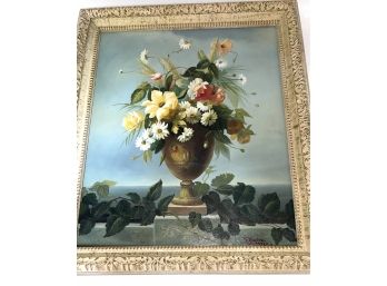 Signed  Listed Artist Terence Alexander Floral Still Life Acrylic On Canvas