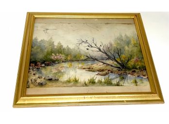Signed Watercolor 'Deerfield River' By Georg G. Phipps