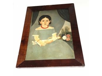 Early To Mid 19th C William Matthew Prior Little Girl Portrait Oil On Board