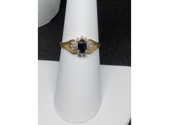 Beautiful 10K Gold Genuine Sapphire & Diamond Ring