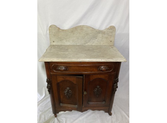 John Pike Marble Top Cabinet With Leaf Handles And Details