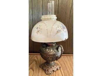 Metal Lamp Oil With Glass Shade