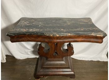 Black Marble Top Table With Wooden Base
