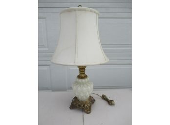 Vintage Brass And Glass Table Lamp - Works