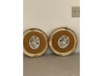 Pair Of Bisque Hanging Figurines (Gold Velvet)