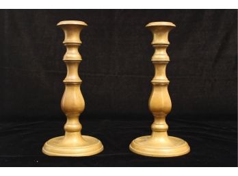 A Pair Of Brass Candlestick Holders