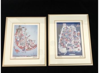 A Pair Of Framed Limited Edition Prints Signed By OBicin 36/100
