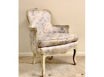 Louis XV Style Painted Chair With Linen Upholstery