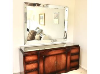 Lichtenberg And Sons Mid Century Walnut Sideboard And A Beveled Mirror