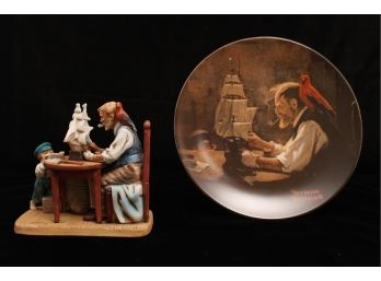 Norman Rockwell Collectors 'Ship Builder' Plate And 'For A Good Boy' Figurine