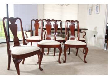 Set Of Queen Anne Style Upholstered Dining Chairs By Hickory Chair