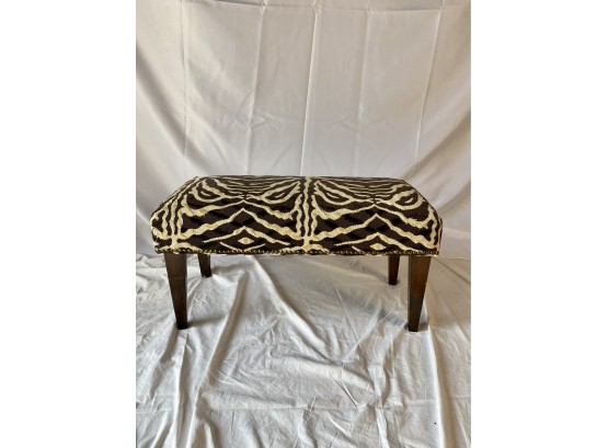 Vintage Mid-Century Zebra Print Upholstered Bench