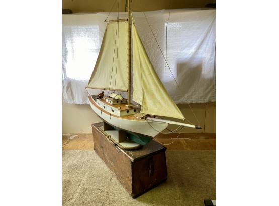 Huge Wooden Model Sailboat