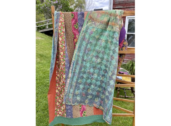 Colorful Handmade Vintage Kantha Quilt