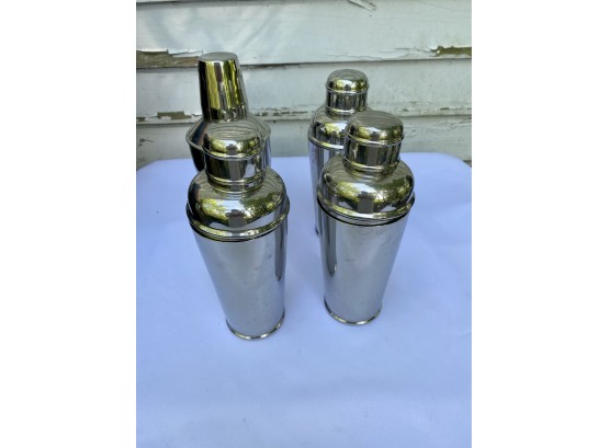 Set Of 4 Vintage Stainless Cocktail Shakers