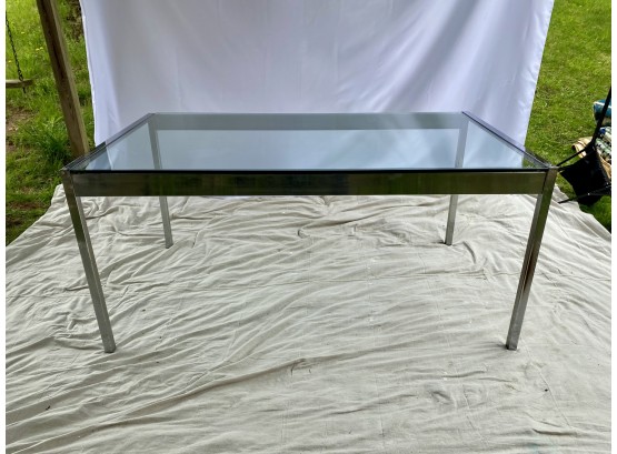 Mid-Century Baughman Style Chrome And Glass Parsons Dining Table