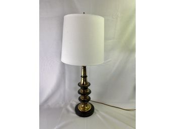 Beautiful Brass & Wood Lamp With Finial