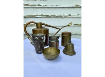 Brass & Copper Lot Including Antique Bell