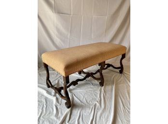 19th Century French Style Bench With Pink Houndstooth Upholstery