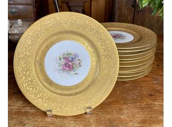 Heinrich & Co Floral Gilded Porcelain Dinner Plates