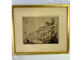 Framed And Matted Engraving Of Venice