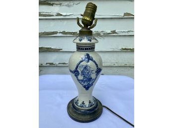 Hand Painted Portuguese Pottery Ship Lamp