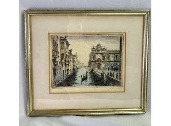 Signed Lithograph Of Venice Canal Scene