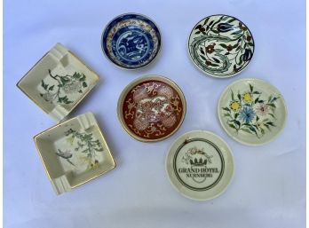 Hand Painted Souvenir Plates And Ashtrays