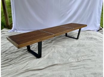 George Nelson Herman Miller Style Mid-Century Modern Slatted Bench Coffee Table