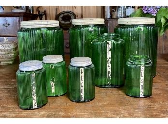 Early 20th Century Green Glass Canisters Set