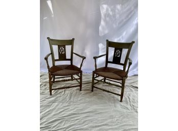 Antique Carved French Directoire Armchairs - Pair