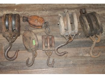 Lot Of 6 Early Pulley Block And Tackles