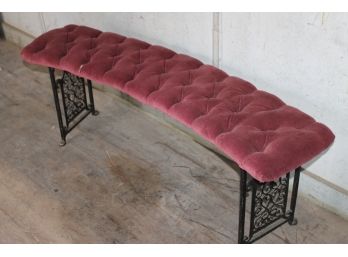 Unusual Iron Gated Theatre Or Lounge Curved Bench Seat