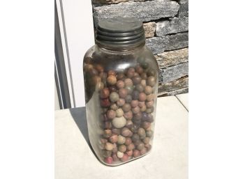 Large Jar Of Antique Early Clay Marbles - 100s Of Old Marbles - All For One Bid - 50 Year Collection !