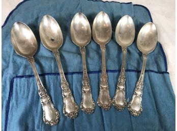 Gorham Baronial Old Sterling Silver Flatware - 6 Large Serving Spoons - 15.35 Troy Ounces - Very Nice Spoons