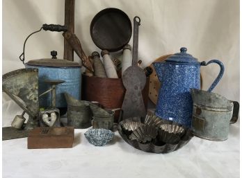 Fabulous Grouping Of Antique Country Kitchen Items - 25 Pieces Total - GREAT LOT ! - ALL FOR ONE BID !