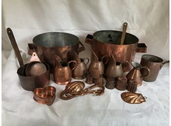Huge Lot Of Antique Copper Items - Mostly From England - Many Are Marked / Signed - 23 Pieces Total