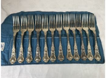 Gorham Baronial Old Sterling Silver Flatware - 12 Dinner Forks - 28 Troy Ounces - Beautiful Dinner Forks
