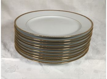 Set Of 10 Fabulous TIFFANY & Co. Gold Band Dinner Plates - Limoges France - Paid $169.00 Each ($1,699) Set