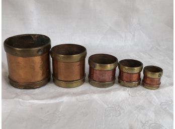 Fabulous Antique Copper Measures With Brass Bands 1900-1910 From Bombay - GREAT PIECES