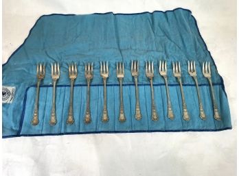 Gorham Baronial Old Sterling Silver Flatware - 12 Pickle / Cocktail Forks - 6.89 Troy Ounces - Very Nice Set