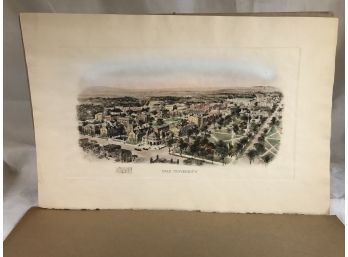 Beautiful Antique YALE UNIVERSITY Hand Colored Print 1900-1920 - Unframed - FANTASTIC OLD PRINT