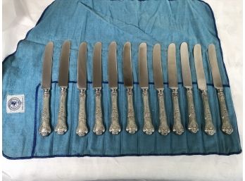 Gorham Baronial Old Sterling Silver Flatware - 12 Luncheon Knives - 4 Troy Ounces - Very Pretty Pieces