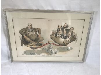Antique PUCK Presidential Print - President Harrison & Cabinet - Interesting Antique Piece