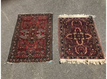 Two Small Antique Persian Rugs - Both Hand Made - Both Very Nice Patterns And Have Good Age